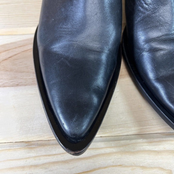 Bag Het Womens Shoes 7.5 8 EU 38 Black Leather Mules Pointy ToesMade in Italy - Picture 6 of 15